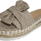 Women’s Summer Platform Slides | Open Toe, Bow Detail