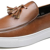 Men’s Slip On Casual Loafers Sneakers | Leather, Tassel Detail