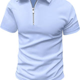 Men's Slim Fit Polo Shirt | Zipper Neck, Short Sleeve