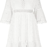 Women's Boho Mini Dress | Embroidered, Ruffle Hem
