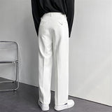 Men's Wide Leg Trousers | White, Pleated Front