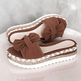 Women’s Summer Platform Slides | Open Toe, Bow Detail