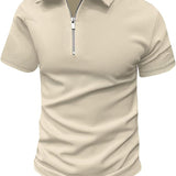 Men's Slim Fit Polo Shirt | Zipper Neck, Short Sleeve