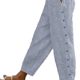 Women's Summer Pants | Cropped, Button Detail