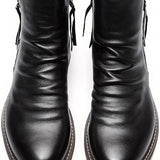 Men’s Ankle Leather Boots | Zipper, Distressed Look