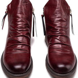 Men’s Ankle Leather Boots | Zipper, Distressed Look