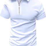 Men's Slim Fit Polo Shirt | Zipper Neck, Short Sleeve