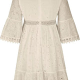 Women's Boho Mini Dress | Embroidered, Ruffle Hem