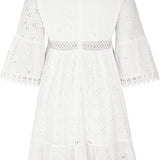 Women's Boho Mini Dress | Embroidered, Ruffle Hem