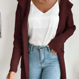 Rosabeth - Casual ribbed open front hooded cardigan