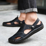 Men’s Summer Leather Sandals | Open-Toe, Hand-Stitched