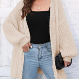 Eunike - Cozy loose knitted open front long sleeve cardigan