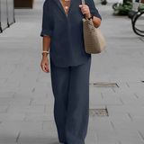 Whitney - Casual polo shirt and straight-leg trousers set