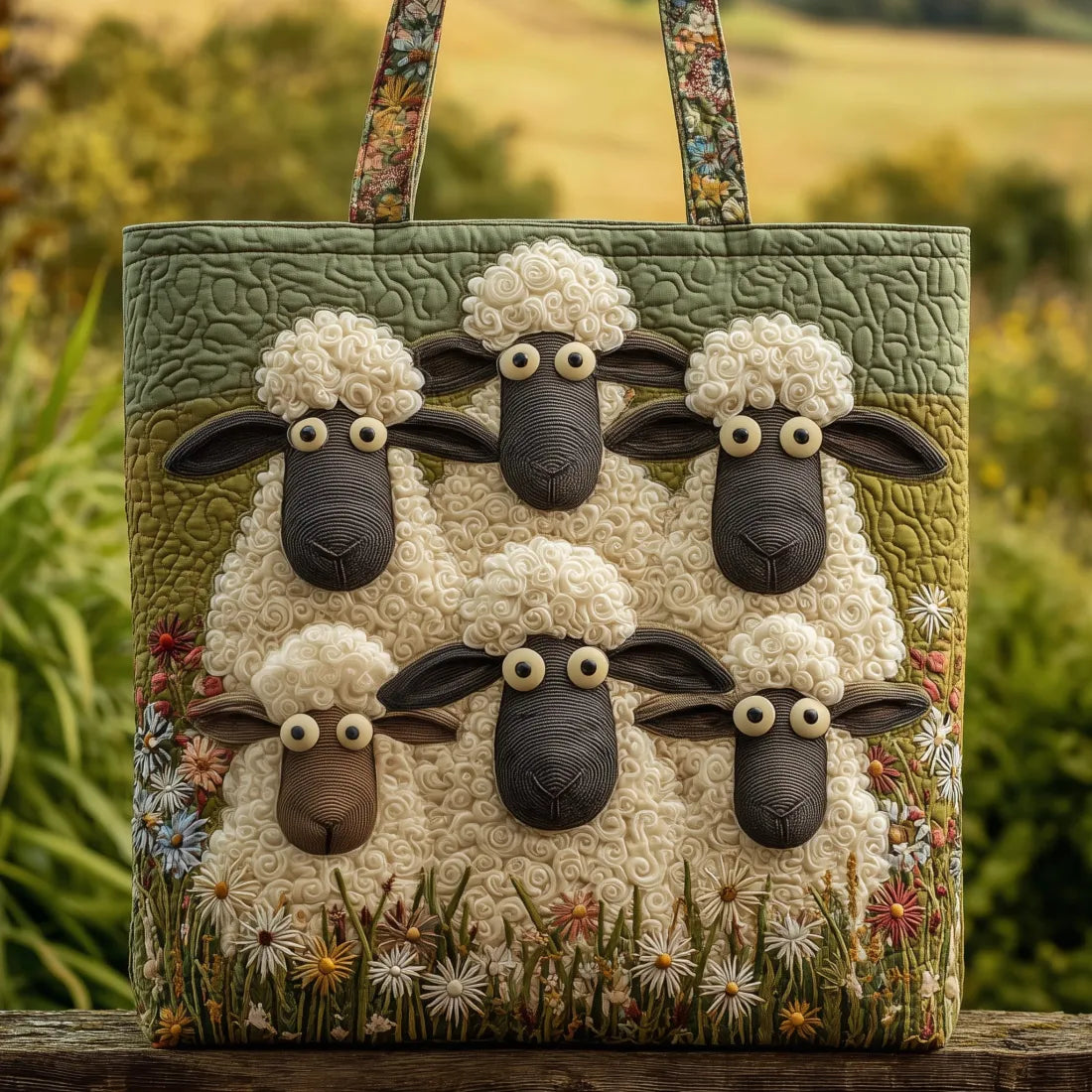 Five Sheep Handmade Quilted Tote Bag
