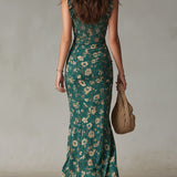Maya™ | Boho Retro Ruffled Sleeves High Slit Maxi Dress