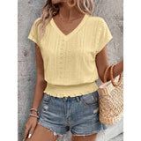 Zoella - Casual V-neck short sleeve eyelet blouse