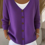 Adara - Elegant Button-Front V-Neck Cardigan