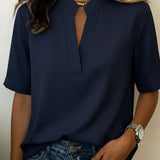 Margaux | Chic Blouse with V-Neck and Gold Detail