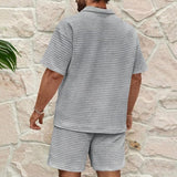 Men's Summer Two Piece Set | Textured, Shirt & Shorts