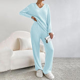 Women’s Knitted Lounge Set | Ribbed, Wide-Leg Trousers