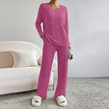 Women’s Knitted Lounge Set | Ribbed, Wide-Leg Trousers