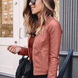 Women's Lightweight Moto Jacket | Faux Leather, Slim Fit