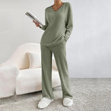 Women’s Knitted Lounge Set | Ribbed, Wide-Leg Trousers