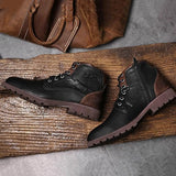 Men’s Winter Leather Boots | Rugged, Zipper Detail
