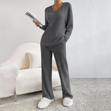 Women’s Knitted Lounge Set | Ribbed, Wide-Leg Trousers