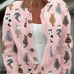 Charlotte — Cozy Cat Print Cardigan