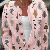 Charlotte — Cozy Cat Print Cardigan