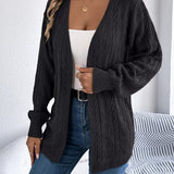 Marigold - Casual open front hollow-out cable knitted cardigan