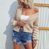 Christie - Cozy striped knitted V-neck cardigan