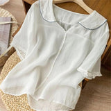 Women’s Summer Blouse | Ruffled, Short Sleeve