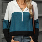 Clarabel - Casual color block hooded sweatshirt