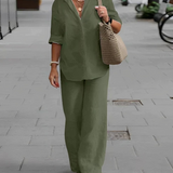 Whitney - Casual polo shirt and straight-leg trousers set