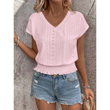 Zoella - Casual V-neck short sleeve eyelet blouse