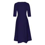 Women's Elegant A-Line Dress | Midi, Deep V-Neck