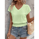 Zoella - Casual V-neck short sleeve eyelet blouse
