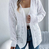 Marigold - Casual open front hollow-out cable knitted cardigan