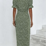 Women's Floral Summer Midi Dress | Puff Sleeve, Wrap Style