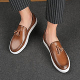 Men’s Slip On Casual Loafers Sneakers | Leather, Tassel Detail