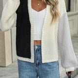 Chantelle - Casual contrast open front long sleeve cardigan