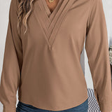 Vanira - Elegant layered V-neck long-sleeve blouse