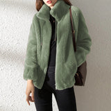 Lannie - Casual warm fleece jacket with zip fastening