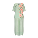 Women’s Floral Lounge Set | Printed Top, Tapered Trousers