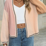 Chantelle - Casual contrast open front long sleeve cardigan