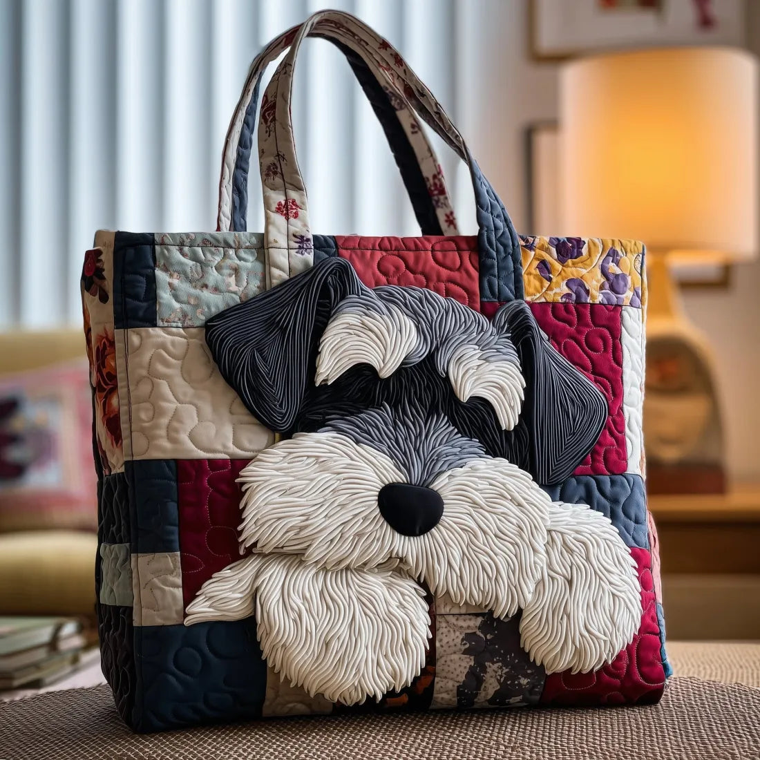 Schnauzer Handmade Quilted Shopping Bag