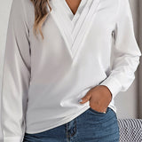 Vanira - Elegant layered V-neck long-sleeve blouse