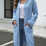 Cherie - Stylish loose button-up long sleeve hooded cardigan